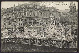 Paris - Les travaux du Métro - Pont au Change - 1906