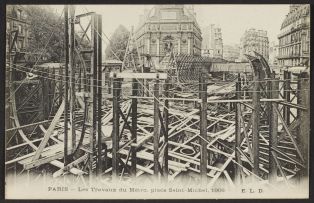 Paris - Les travaux du métro; place Saint-Michel - 1906