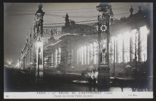 Paris - 9éme Salon de l'Automobile (1906) - Façade du Grand Palais (la nuit)