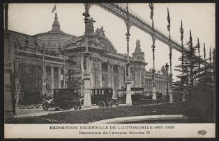 Exposition décennale de l'automobile 1907-1908 - Décoration de l'avenue Nicolas II