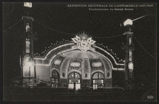 Exposition décennale de l'automobile 1907-1908 - Illuminations du Grand Palais