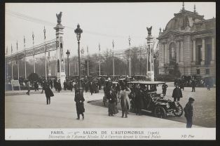 Paris - 9éme Salon de l'Automobile (1906) - Décoration de l'avenue Nicolas II à l'arrivée devant le Grand Palais