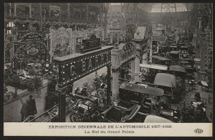 Exposition décennale de l'automobile 1907-1908 - La nef du Grand Palais