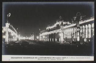 Exposition décennale de l'automobile (Novembre 1907) M. G. Rives, commissaire général - Illuminations de l'avenue Nicolas II