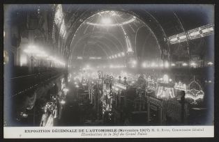 Exposition décennale de l'automobile (Novembre 1907) M. G. Rives, commissaire général - Illumination de la nef du Grand Palais