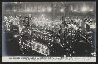 Exposition décennale de l'automobile (Novembre 1907) M. G. Rives, commissaire général - Motifs de décoration lumineuse de la grande nef (Grand Palais)