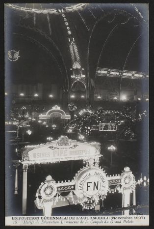 Exposition décennale de l'automobile (Novembre 1907) - Motifs de décoration lumineuse de la coupole du Grand Palais