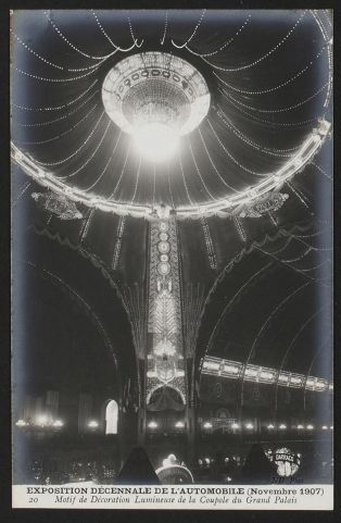 Exposition décennale de l'automobile (Novembre 1907) - Motif de décoration lumineuise de la coupole du Grand Palais