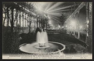 Exposition décennale de l'automobile (Novembre 1907) M. G. Rives, commissaire général - Illumination des jardins de l'avenue Nicolas II, une fontaine lumineuse