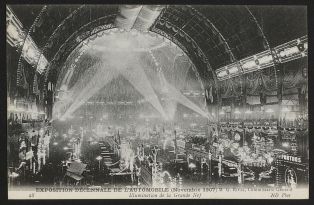 Exposition décennale de l'automobile (novembre 1907) M. G. Rives, commissaire général - Illumination de la grande nef