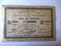 Billet de confiance de 25 centimes de la commune de Wigne...