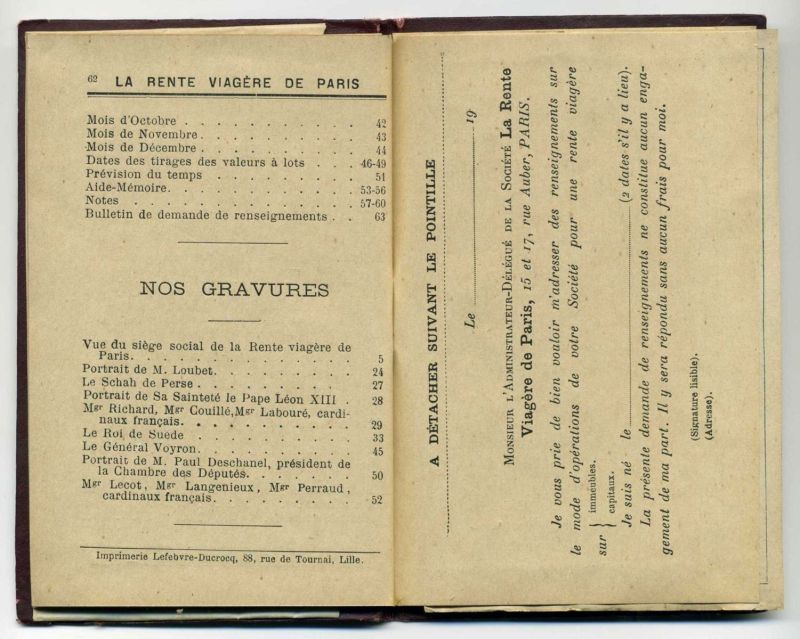 Almanach illustré de la rente viagère de Paris