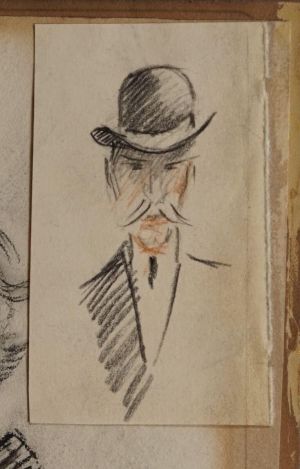 Croquis réalisés pendant des ventes aux enchères ; Homme au chapeau melon ; Croquis (verso) ; © Bayonne, musée Bonnat-Helleu / cliché É. Remazeilles - H. Charbey