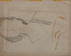 Alice Helleu étendue ; Esquisse d'un profil (verso) ; © Bayonne, musée Bonnat-Helleu / cliché É. Remazeilles - H. Charbey