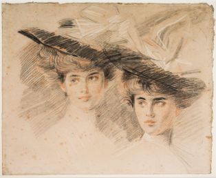 Deux études d'Ellen Helleu au chapeau ; © Bayonne, musée Bonnat-Helleu / cliché D. Duchon-Doris