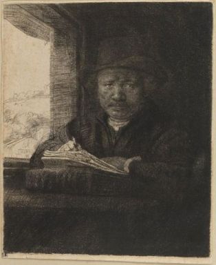 Rembrandt travaillant à la fenêtre ; © Bayonne, musée Bonnat-Helleu / cliché A. Vaquero