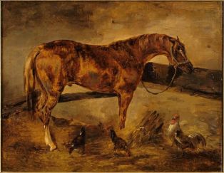 Cheval alezan doré à l'écurie ; © Bayonne, musée Bonnat-Helleu / cliché A. Vaquero