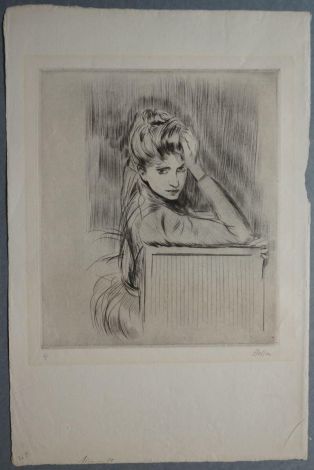 Portrait de femme (Alice Helleu ?) assise, reposant son front sur sa main ; © Bayonne, musée Bonnat-Helleu / cliché É. Remazeilles - H. Charbey