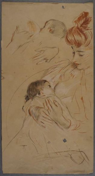 Alice Helleu allaitant Paulette, bébé ; © Bayonne, musée Bonnat-Helleu / cliché É. Remazeilles - H. Charbey