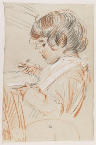 Paulette Helleu, enfant, mangeant son potage ; © Bayonne, musée Bonnat-Helleu / cliché A. Vaquero