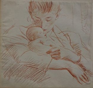Maternité : Alice Helleu avec un nourrisson ; © Bayonne, musée Bonnat-Helleu / cliché É. Remazeilles - H. Charbey