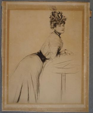 Louise Chéruit accoudée à un guéridon ; © Bayonne, musée Bonnat-Helleu / cliché É. Remazeilles - H. Charbey