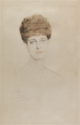 Fig. 1 : Paul César Helleu, “La Reine Alexandra”, vers 1908, pointe sèche en couleurs, inv. CMNI 3171