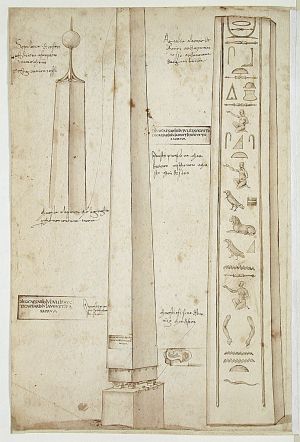 Scène de sacrifice antique et trois études de candélabres ; Trois études d'obélisques (verso)