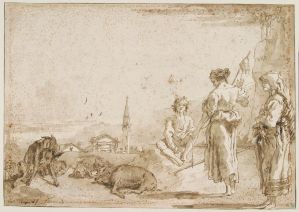 Un jeune Porcher et deux paysannes ; © Bayonne, musée Bonnat-Helleu / cliché A. Vaquero