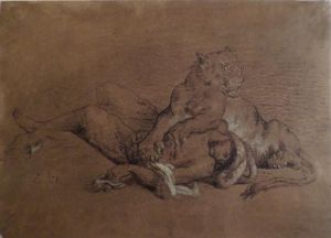 Lionne déchirant la poitrine d'un Arabe ; © Bayonne, musée Bonnat-Helleu / cliché M. Horiot-Ortega