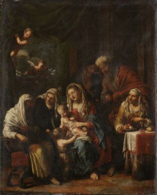 Sainte famille avec Jean-Baptiste, Elisabeth Zacharie Anne et Joachim