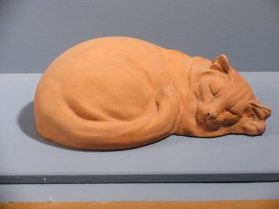 Statuette ; Chat couché