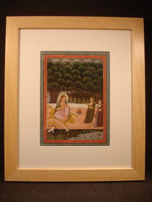 miniature représentant un sadhu et deux femmes indiennes ; © Anna Rodriguez