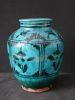 vase à glaçure turquoise et décor noir
