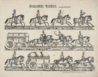 Franzosische Artillerie. Kriegsgeräthschaften. (titre inscrit all.) ; Artillerie française. (train des équipages) (titre factice)