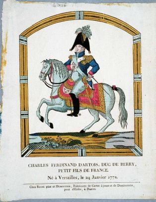 CHARLES FERDINAND D’ARTOIS, DUC DE BERRY, / PETIT FILS DE FRANCE. / Né à Versailles, le 24 Janvier 1778. (titre inscrit)