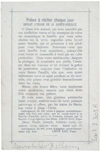 LA SAINTE FAMILLE, / modèle des familles chrétiennes. (titre inscrit)