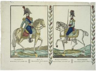 CHARLES X, / Roi de France, né le 9 Octobre 1757. NICOLAS PAULOWITZ, / Empereur de Russie, né le 2 juillet 1796. (titre inscrit, français, allemand, gothique)