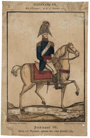 FERDINAND VII, / Roi d’Espagne, né le 13 Octobre 1784. (titre inscrit, français, allemand, gothique) ; © Essy Erfani