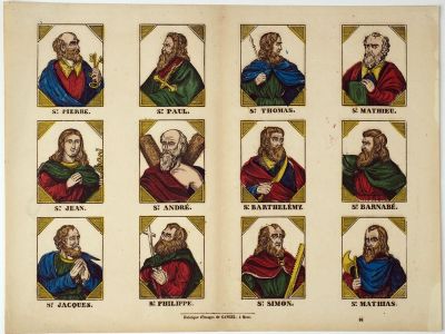 ST. PIERRE. […] ST. MATHIAS. 96 (titre inscrit) ; planche de saintetés (titre factice)