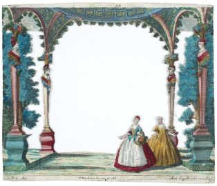Théâtre optique. Deuxième planche du décor de scène de jardin baroque (titre factice) ; © Cliché H. Rouyer