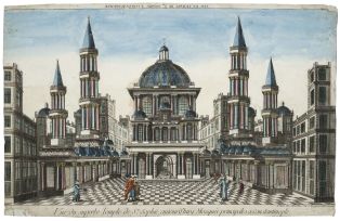 Vue du superbe Temple de Ste. Sophie aujourd'huy Mosquée principales a Constantinople (titre inscrit)