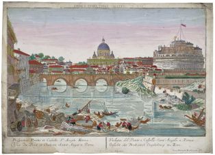 Vüe du Pont et Chateau Saint Anges a Rome. / Med. Fol°. N°6. (titre inscrit, lat., fr., it., all.)