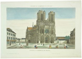 VUE DE LA CATHÉDRALE DE RHEIMS. (titre inscrit, en caractères inversés)