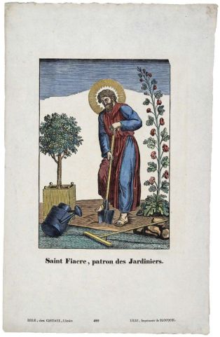 Saint Fiacre, patron des Jardiniers. (titre inscrit)