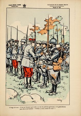 Remise de médailles aux soldats français par un général (titre factice)