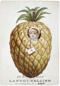 Petite fille dans un ananas avec une lettre (titre factice)
