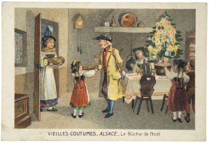 VIEILLES COUTUMES _ ALSACE _ La Bûche de Noël. (titre inscrit)