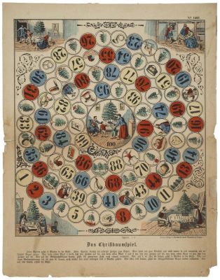 Das Christbaumspiel. N°= 1608. (titre inscrit all.) ; le jeu de l'arbre de Noël (titre factice)