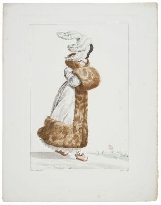 Femme patinant en manteau de fourrure et manchon (titre factice) ; © Essy Erfani